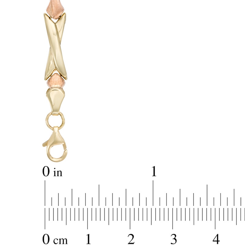 Fancy Bar Bracelet in 10K Tri-Tone Gold - 7.25"