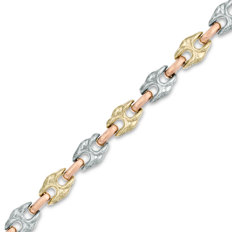 Mariner Link Chain Bracelet in 10K Tri-Tone Gold - 7.25"|Peoples Jewellers