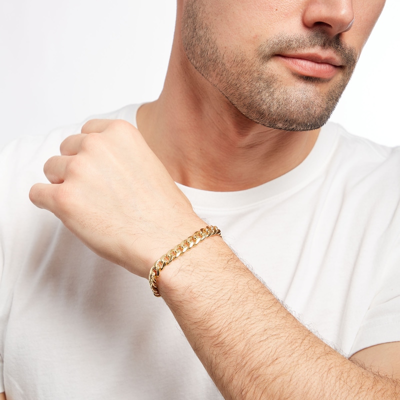 Main Image 2 of Men's 7.6mm Curb Chain Bracelet in Hollow 10K Gold - 8.5"