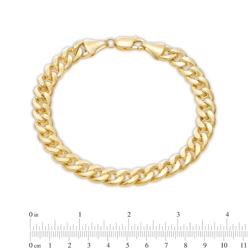 Main Image 4 of Men's 7.6mm Curb Chain Bracelet in Hollow 10K Gold - 8.5"