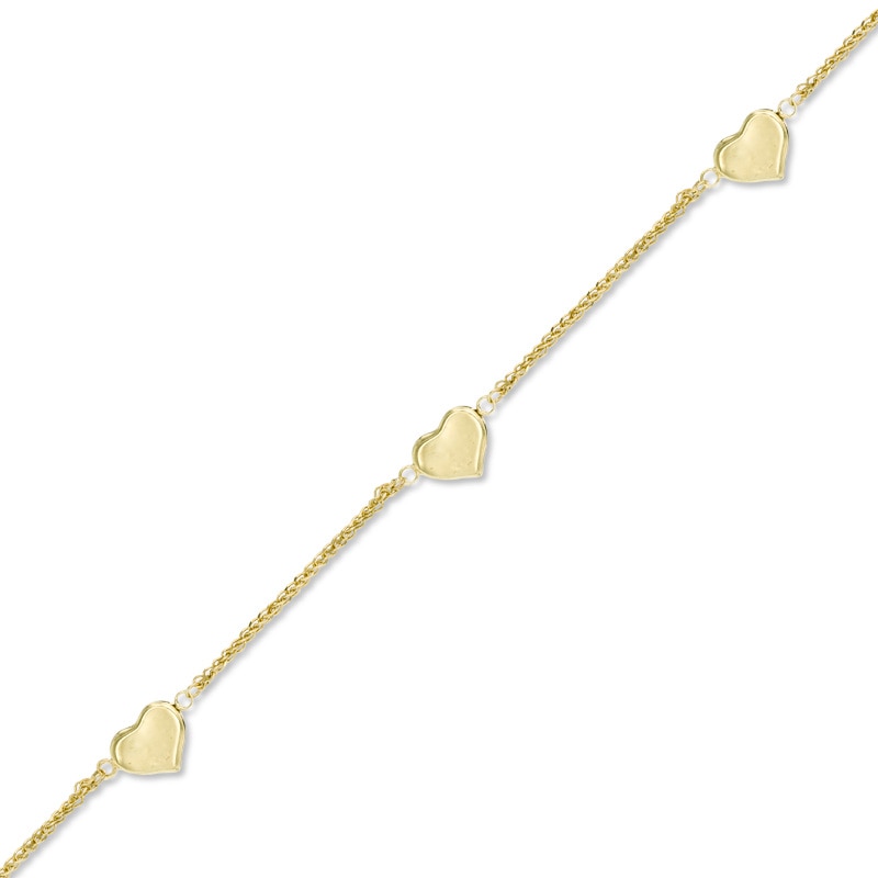 Triple Heart Bracelet in 10K Gold - 7.5"|Peoples Jewellers