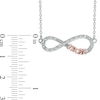 Thumbnail Image 1 of Diamond Accent Sideways Infinity with "MOM" Necklace in Sterling Silver and 10K Rose Gold