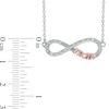 Diamond Accent Sideways Infinity with "MOM" Necklace in Sterling Silver and 10K Rose Gold