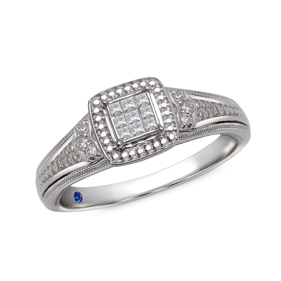 0.10 CT. T.W. Composite Diamond Flower Promise Ring in 10K White Gold