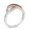 Thumbnail Image 2 of 0.33 CT. T.W. Champagne and White Diamond Wave Overlay Ring in 10K Two-Tone Gold
