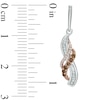 Thumbnail Image 2 of 0.33 CT. T.W. Champagne and White Diamond Wave Overlay Drop Earrings in 10K Two-Tone Gold