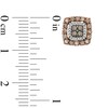 0.58 CT. T.W. Quad Champagne and White Diamond Double Square Frame Stud Earrings in 10K Rose Gold