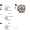 Thumbnail Image 1 of 0.58 CT. T.W. Quad Champagne and White Diamond Double Square Frame Stud Earrings in 10K Rose Gold