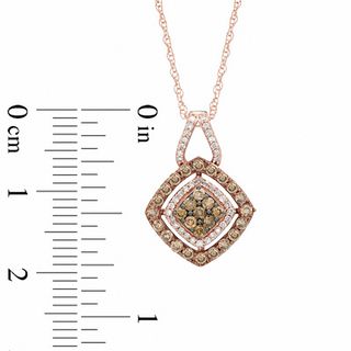 0.50 CT. T.W. Champagne and White Diamond Tilted Square Cluster Pendant in 10K Rose Gold