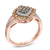 Thumbnail Image 1 of 0.50 CT. T.W. Champagne and White Diamond Tilted Square Frame Ring in 10K Rose Gold