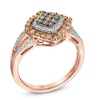 0.50 CT. T.W. Champagne and White Diamond Tilted Square Frame Ring in 10K Rose Gold