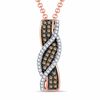 0.25 CT. T.W. Champagne and White Diamond Linear Waves Pendant in 10K Rose Gold