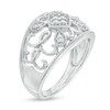 Thumbnail Image 1 of 0.10 CT. T.W. Quad Diamond Scroll Dome Ring in Sterling Silver