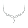 Thumbnail Image 0 of 0.15 CT. T.W. Diamond Chevron Flames Necklace in Sterling Silver - 16"