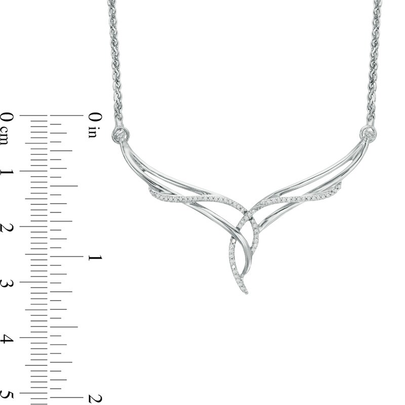 Main Image 2 of 0.15 CT. T.W. Diamond Chevron Flames Necklace in Sterling Silver - 16"