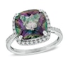 Thumbnail Image 0 of 11.0mm Cushion-Cut Mystic Fire® Topaz and Lab-Created White Sapphire Frame Ring in Sterling Silver