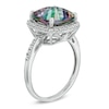 Thumbnail Image 1 of 11.0mm Cushion-Cut Mystic Fire® Topaz and Lab-Created White Sapphire Frame Ring in Sterling Silver