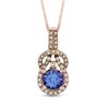 Thumbnail Image 0 of 5.5mm Tanzanite and 0.12 CT. T.W. Enhanced Champagne Diamond Pendant in 10K Rose Gold