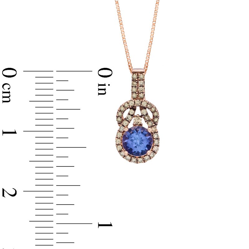Main Image 2 of 5.5mm Tanzanite and 0.12 CT. T.W. Enhanced Champagne Diamond Pendant in 10K Rose Gold