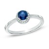 Thumbnail Image 0 of 5.0mm Blue Sapphire and Diamond Accent Frame Ring in 14K White Gold