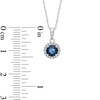 Thumbnail Image 2 of 5.0mm Blue Sapphire and Diamond Accent Frame Pendant in 14K White Gold