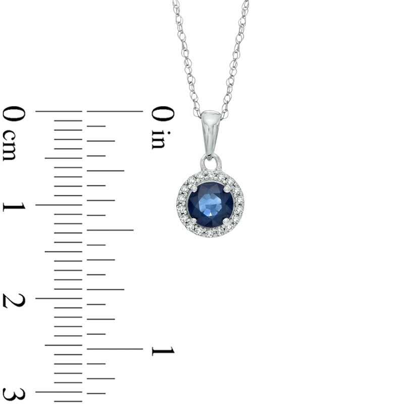 Main Image 2 of 5.0mm Blue Sapphire and Diamond Accent Frame Pendant in 14K White Gold