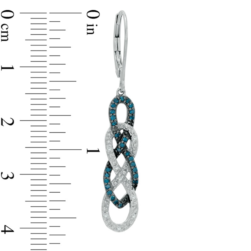 0.28 CT. T.W. Enhanced Blue and White Diamond Infinity Braid Drop Earrings in Sterling Silver