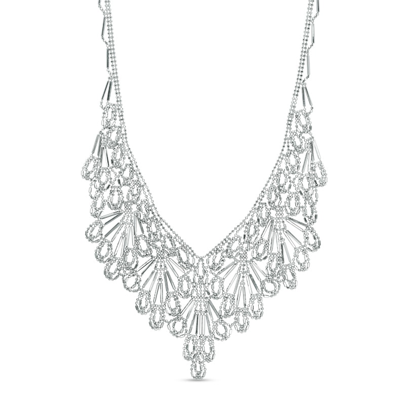 Beaded Flower Necklace in Sterling Silver - 17"|Peoples Jewellers
