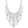 Thumbnail Image 0 of Woven Beaded Mesh Bib Necklace in Sterling Silver - 17"