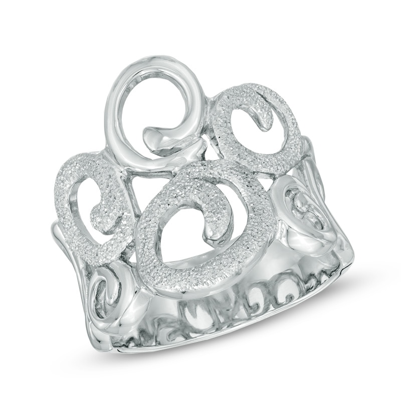 Main Image 1 of Diamond-Cut Circles Ring in Sterling Silver