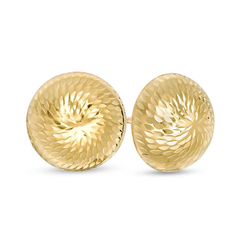 Textured Button Swirl Stud Earrings in 10K Gold|Peoples Jewellers