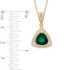 8.0mm Trillion-Cut Lab-Created Emerald and White Sapphire Frame Pendant in Sterling Silver with 14K Gold Plate