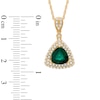 Thumbnail Image 1 of 8.0mm Trillion-Cut Lab-Created Emerald and White Sapphire Frame Pendant in Sterling Silver with 14K Gold Plate