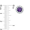6.0mm Amethyst and Lab-Created White Sapphire Frame Stud Earrings in Sterling Silver