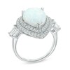 Pear-Shaped Lab-Created Opal and White Sapphire Frame Ring in Sterling Silver
