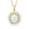 Oval Lab-Created Opal and White Sapphire Pendant in Sterling Silver with 14K Gold Plate