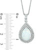 Thumbnail Image 1 of Pear-Shaped Lab-Created Opal and White Sapphire Frame Pendant in Sterling Silver