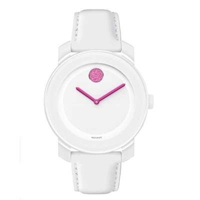 Ladies' Movado Bold® Pink Crystal Accent Watch with White Dial (Model: 3600176)