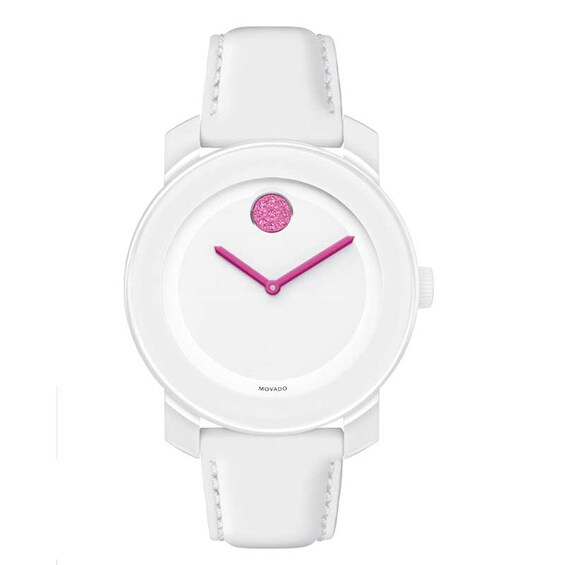 Ladies' Movado Bold® Pink Crystal Accent Watch with White Dial (Model: 3600176)