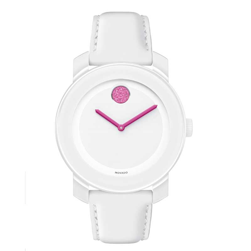 Ladies' Movado Bold® Pink Crystal Accent Watch with White Dial (Model: 3600176)|Peoples Jewellers