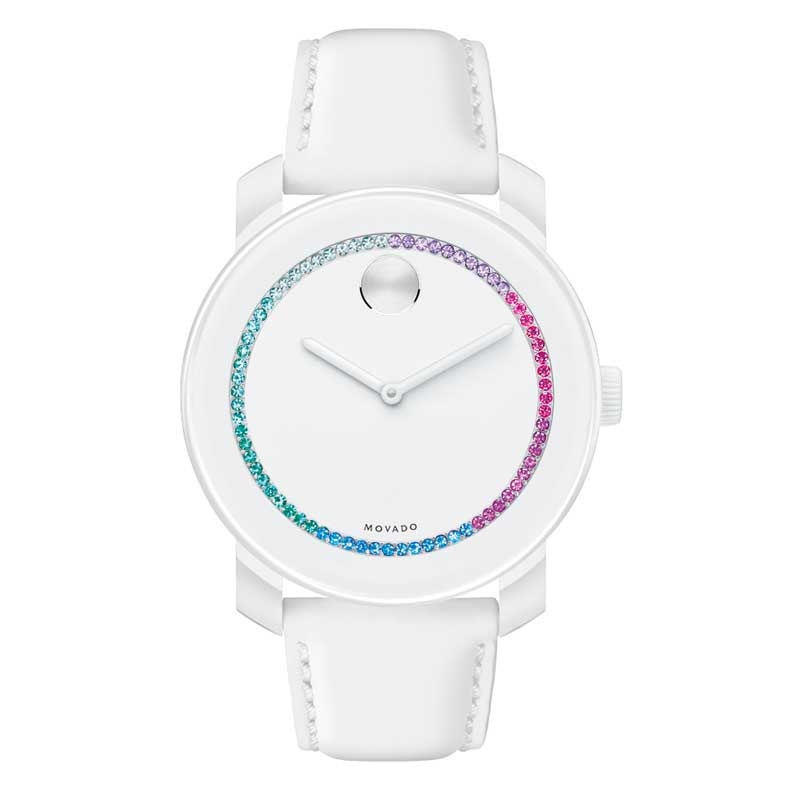 Ladies' Movado Bold® Multi-Colour Crystal Watch with White Dial (Model: 3600180)|Peoples Jewellers