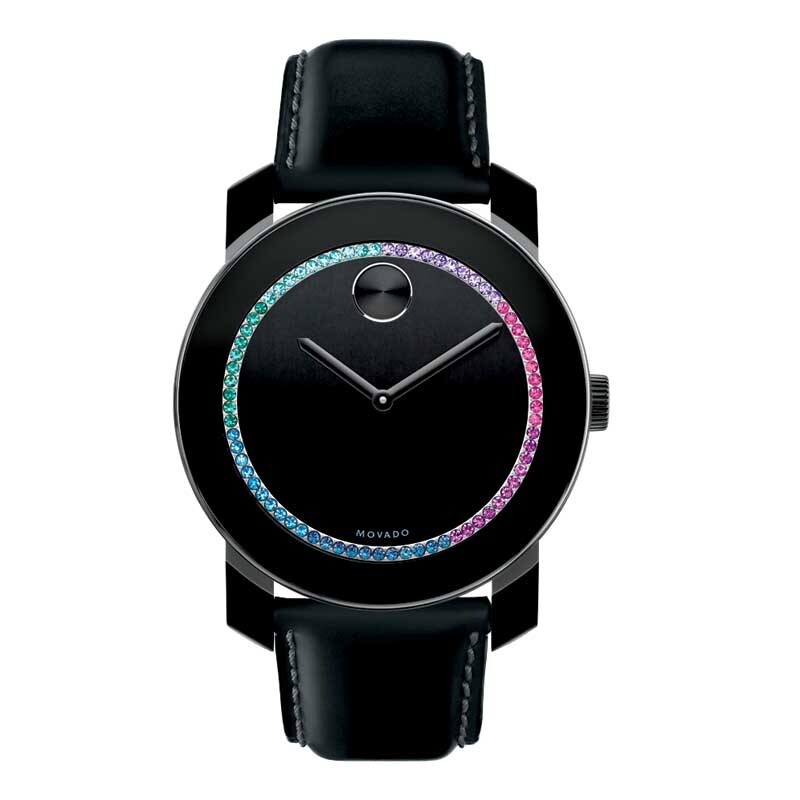 Main Image 1 of Ladies' Movado Bold® Multi-Colour Crystal Strap Watch with Black Dial (Model: 3600181)