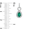 Pear-Shaped Lab-Created Emerald and White Sapphire Frame Drop Earrings in Sterling Silver
