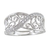 Thumbnail Image 2 of 0.10 CT. T.W. Diamond Scroll Ring in Sterling Silver