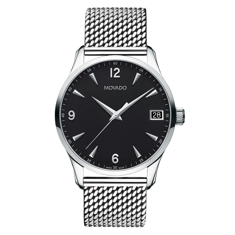 Main Image 1 of Men's Movado Circa Mesh Watch with Black Dial (Model: 0606802)