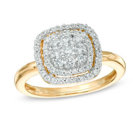 0.50 CT. T.W. Diamond Cluster Frame Ring in 10K Gold