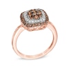 0.50 CT. T.W. Enhanced Champagne and White Diamond Cluster Frame Ring in 10K Rose Gold