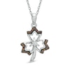 Thumbnail Image 0 of 0.13 CT. T.W. Enhanced Champagne and White Diamond Maple Leaf Pendant in 10K White Gold
