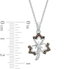 Thumbnail Image 1 of 0.13 CT. T.W. Enhanced Champagne and White Diamond Maple Leaf Pendant in 10K White Gold