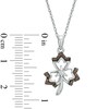 Thumbnail Image 1 of 0.13 CT. T.W. Enhanced Champagne and White Diamond Maple Leaf Pendant in 10K White Gold